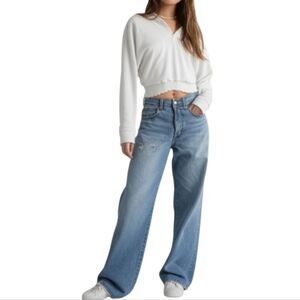 Icon Denim Bea Light Wash Low-waisted wide leg jeans non-stretch Size 28